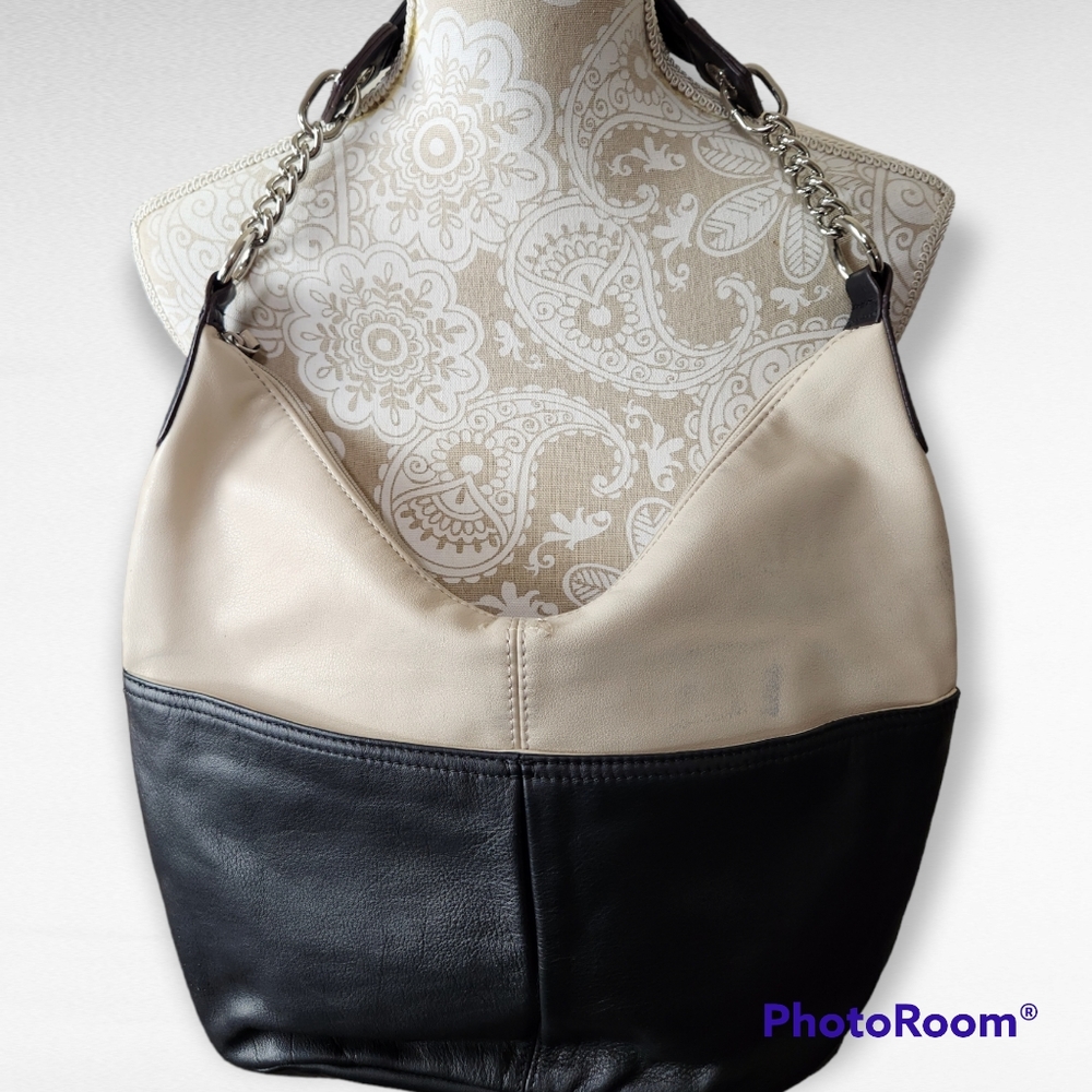 Tignanello Black/Cream Shoulder Bag